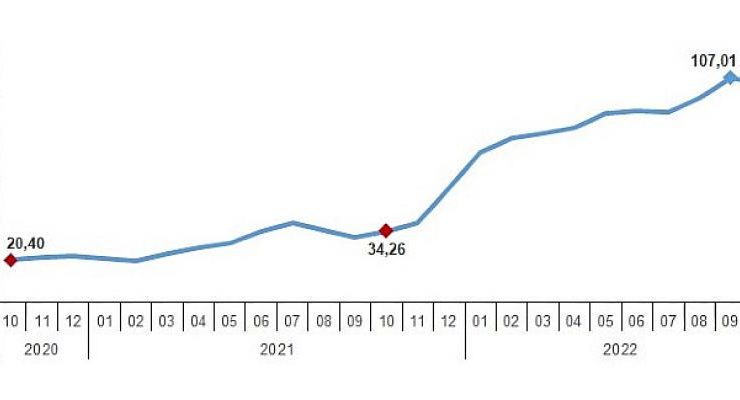 Hizmet Üretici Fiyat Endeksi (H-ÜFE) yıllık yüzde 104,28, aylık yüzde 2,05 arttı